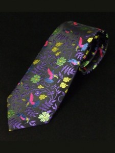 Multi-Coloured Floral Birds Van Buck Tie