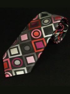 Black Multi-Coloured Red Pink Yellow Squares Circles Van Buck Ties