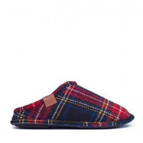 william-harris-tweed-mule-slippers-red-navy-picnic-check