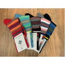 Ladies Burlington Fashion Cotton Stripe Socks (1 Pair)