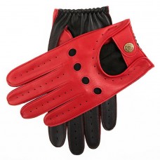 Dents Waverley Leather Mens Two Colour Berry / Black Driving Gloves