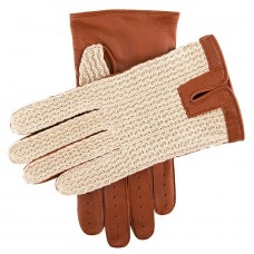 Dents Lancaster Mens Classic Crochet Cognac Driving Gloves