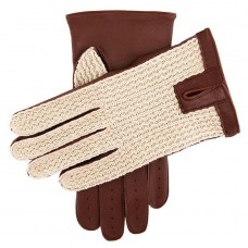 Dents Lancaster Mens Classic Crochet English Tan Driving Gloves