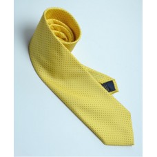 Fine Silk Spotted Tie with Blue Pin Dots on Warm Yellow