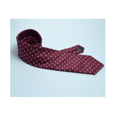 Fine Silk Spotted Tie with White Polka Dot Spots on Wine 