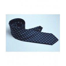 Fine Silk Spotted Tie with White Polka Dot Spots on Navy Blue
