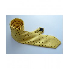 Fine Silk Spotted Tie with Blue Polka Dot Spots on Light Yellow